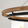 Grace 65 Outdoor Chandelier by Sean Lavin in Textured Black and Teak Wood, lit lifestyle view