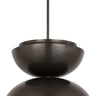 Shanti X-Large Double Asymmetric Pendant by Sean Lavin in Dark Bronze, full front view of the pendant hanging from its stem and canopy