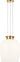Vetro 21 Pendant by Sean Lavin in Hand-Rubbed Antique Brass, full front view of the lit pendant hanging from its three cables and canopy