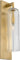 Leano 17 Sconce by Sean Lavin in Hand-Rubbed Antique Brass, three-quarter view of the ribbed glass shade on its tall backplate