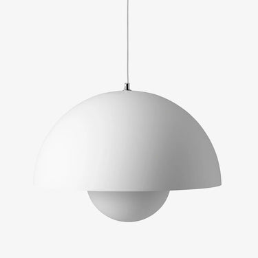 Verner Panton's iconic Flowerpot VP2 hanging lamp for residential interiors, matte white