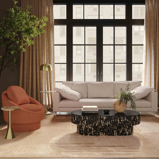 Tov Furniture Vari Beige Textured Velvet Lounge Sofa