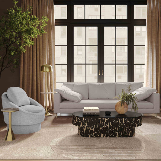 Tov Furniture Vari Light Grey Textured Velvet Lounge Sofa