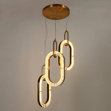 Verbena 3 Shade Crystal Chandelier with LED Lights - Brass Finish