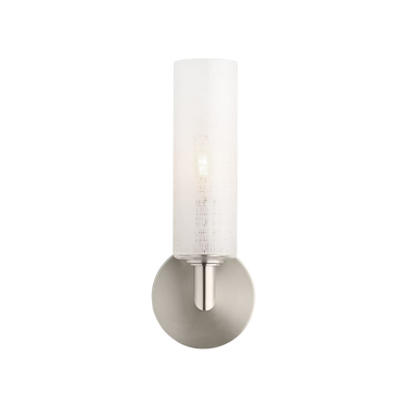 ADA compliant linen glass wall sconce for hallway and bedroom lighting