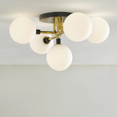 Contemporary LED ceiling light with opal glass shades, ideal for living rooms, bedrooms, or retail spaces