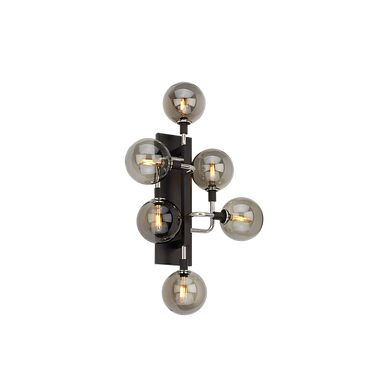 Visual Comfort Viaggio LED wall sconce with smoke glass globes and polished nickel finish