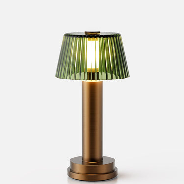 Victoria Glass rechargeable lamp by NEOZ – Aged Brass with green glass shade