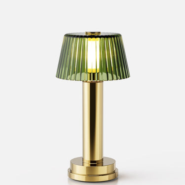 Victoria Glass rechargeable lamp by NEOZ – Brass with green glass shade