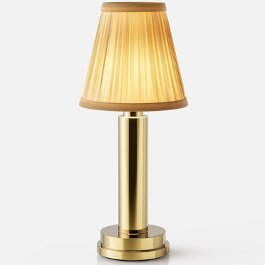 Victoria rechargeable lamp by NEOZ – Brass with pleated silk shade