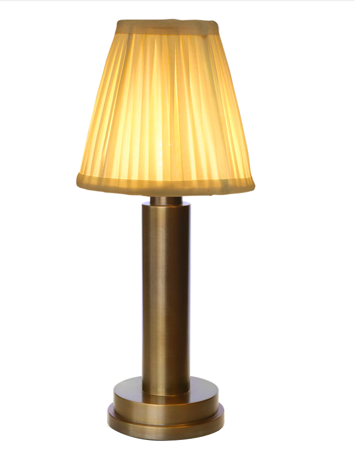 Victoria Cordless Table Lamp - Aged Brass - Pleated | Neoz 