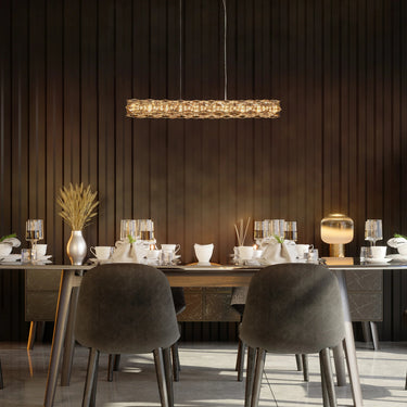 Viniculture Pendant Light with Cascading Crystals - Dining Room Elegant Chandelier