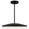 Wyatt 16 inch black round pendant light hanging over a kitchen island, modern design.