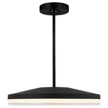 Wyatt 16" LED pendant with adjustable stems, sloped ceiling, black