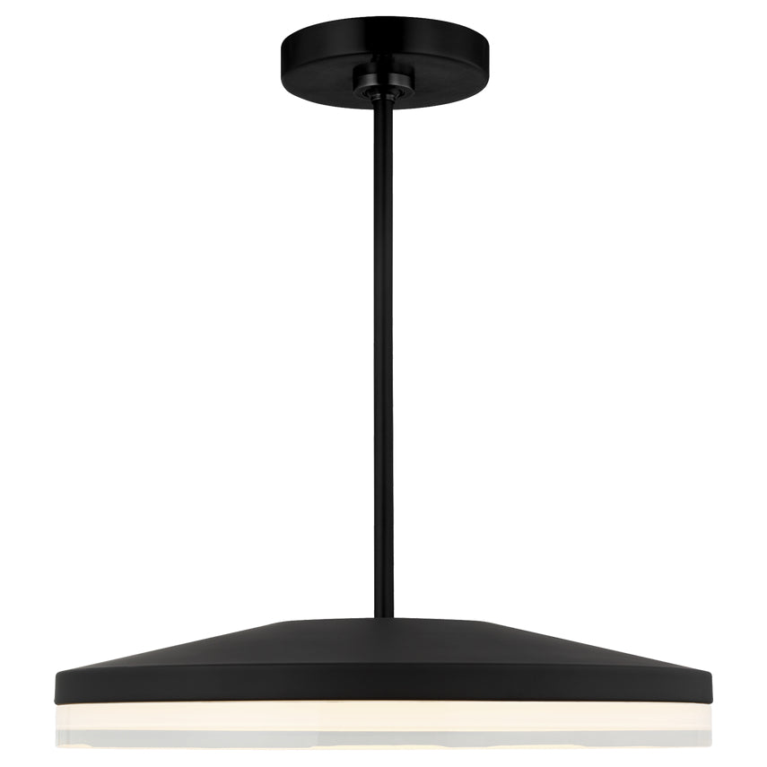 Wyatt 16" LED pendant with adjustable stems, sloped ceiling, black