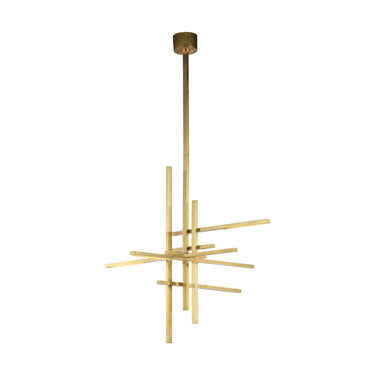 Cityscape Large 36 inch Chandelier, Hand Rubbed Antique Brass Frame, Adjustable Crystal Shades - Living Room Centerpiece