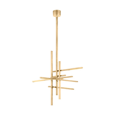 Cityscape 36 inch LED Chandelier in Hand Rubbed Antique Brass - Rotatable Crystal Shades, High Ceiling Application