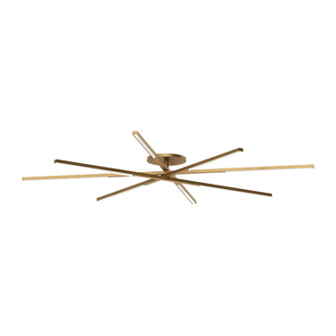 Cityscape Grande flush mount, antique brass finish, modern geometric LED ceiling light for elegant dining room.