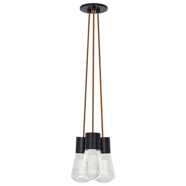 Alva 3-light chandelier, showing black finish with copper cord.