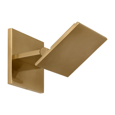 Close-up of the Angolo 6" Wall Sconce's Hand-Rubbed Antique Brass Detail