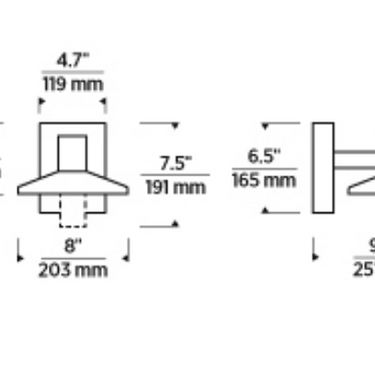 Bronze Ash 8 Exterior LED Sconce | Dark Sky Compliant Line Drawing
