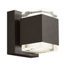 Modern IP65 bronze wall light, Voto 6, commercial building exterior, uplight and downlight pattern.