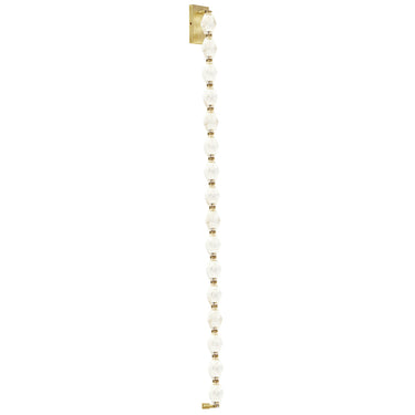 53 inch stacked crystal panel wall light, natural brass finish, 90 CRI, precision crafted, modern bedroom accent lighting.