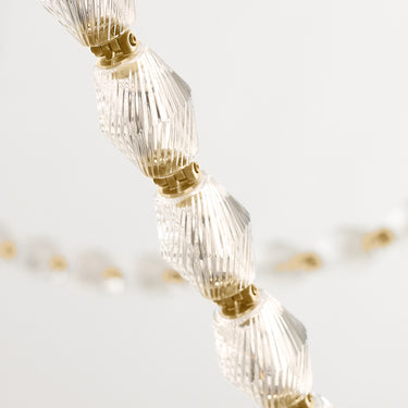Visual Comfort Collier chandelier in natural brass finish, integrated LED, long drop design