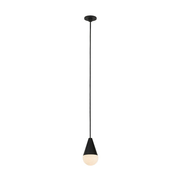 Visual Comfort Cupola Pendant in Nightshade Black finish with tapered metal shade and LED module