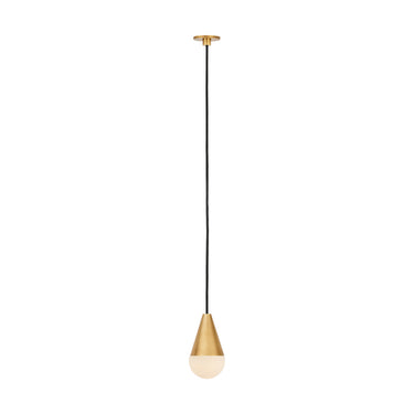 Modern LED alabaster pendant light for kitchen island or dining room  in brass finish by Visual Comfort