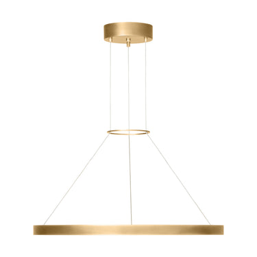 Fiama 24-Inch Brass Round LED Pendant Light – Adjustable Suspension for Dining Room or Commercial Use