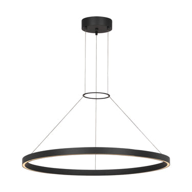 Dimmable Fiama LED chandelier in Matte Black with sleek aluminum circular design