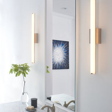 Modern 36-Inch Bathroom Vanity Light by Visual Comfort – Finn LED Wall Fixture in Polished Nickel for Over Mirror Installation
