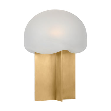 Fio Small Table Lamp in Hand-Rubbed Antique Brass with artisan glass shade, model KWTB49527CEHAB