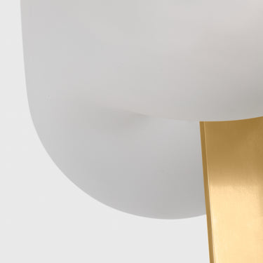 Designer table lamp by Kelly Wearstler featuring glass shade and brass finish, 15.5-inch KWTB49527CEHAB