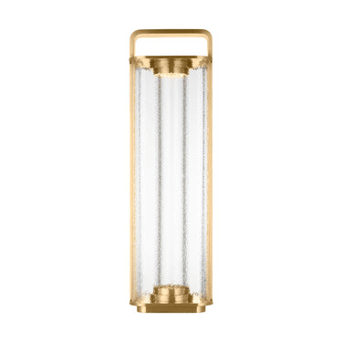Flacara 24 rechargeable lantern in natural brass with textured glass by Visual Comfort, model KWFL61827HABCG