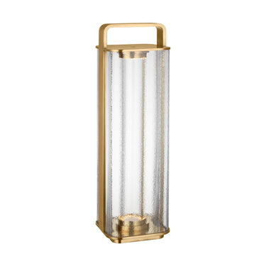 Visual Comfort Flacara 24 natural brass rechargeable table lamp with Murano-style glass shade