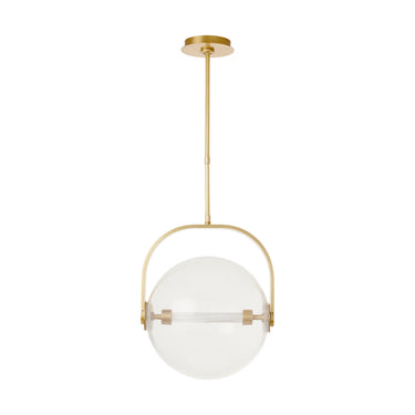 Visual Comfort Fues pendant light 14.8 inch in natural brass with clear glass shade