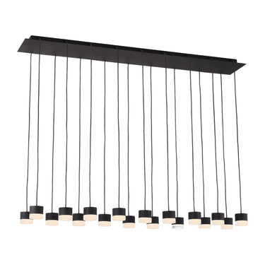 Visual Comfort linear chandelier with 18 alabaster pendants in antique brass finish