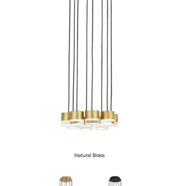 Visual Comfort Gable 8-Light LED Chandelier – Modern Pendant Fixture with Crystal Optics for Dining, Kitchen, or Entryway Lighting in Black or Brass Finish