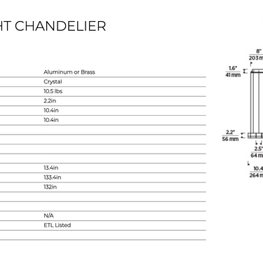 Gable 8-Light Contemporary Chandelier – Visual Comfort LED Pendant with Crystal Shades and Long Drop Cables for Stylish Interiors