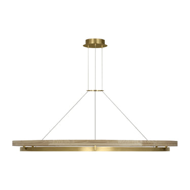 Visual Comfort Grace chandelier 65 inch diameter with dimmable LED for residential and commercial use in hand-rubbed antique brass and Natural Oak