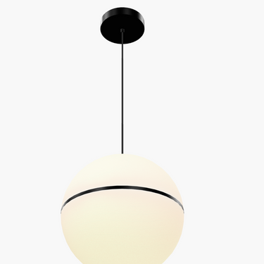 Hanea 18 inch globe pendant light with acrylic shade and black finish for modern dining rooms