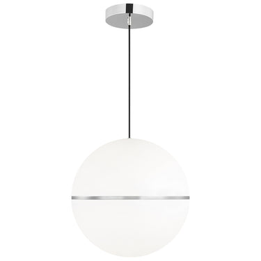 Visual Comfort Hanea pendant in chrome with globe design, ideal for commercial reception areas