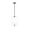 Modern classic bronze and frosted glass pendant light with integrated LED for kitchen island lighting