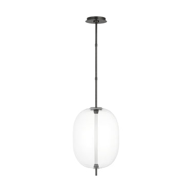 Heian 13″ Hand-Blown Glass LED Pendant – Brass Stem, Sloped Ceiling Compatible