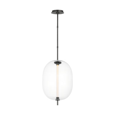 Hand-blown glass globe pendant in modern classic design with bronze finish for upscale interiors