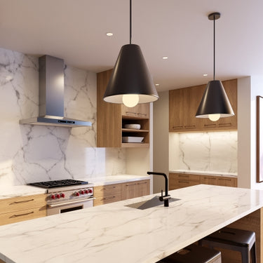 Contemporary matte black pendant light for hallways or entryways with long-lasting LED and clean minimalist design