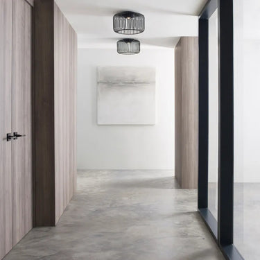 Nightshade black Kai 15 inch LED flush mount for hallways, kitchens, and bedrooms