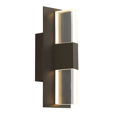 Modern outdoor LED wall sconce, Lyft 12 inch, Visual Comfort, diffused up and down lighting - Bronze